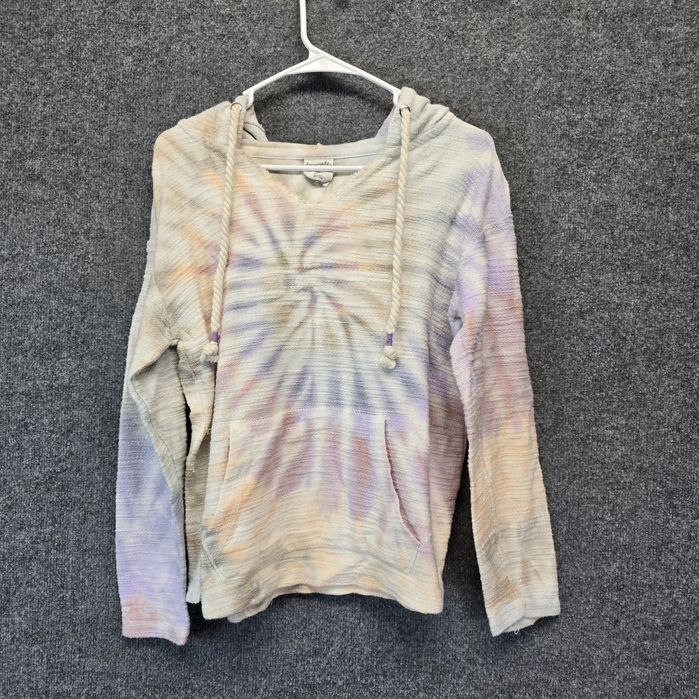 Dreamside Hoodie Womens Small Multicolor Tie Dye Terry Pullover Kangaroo Pocket